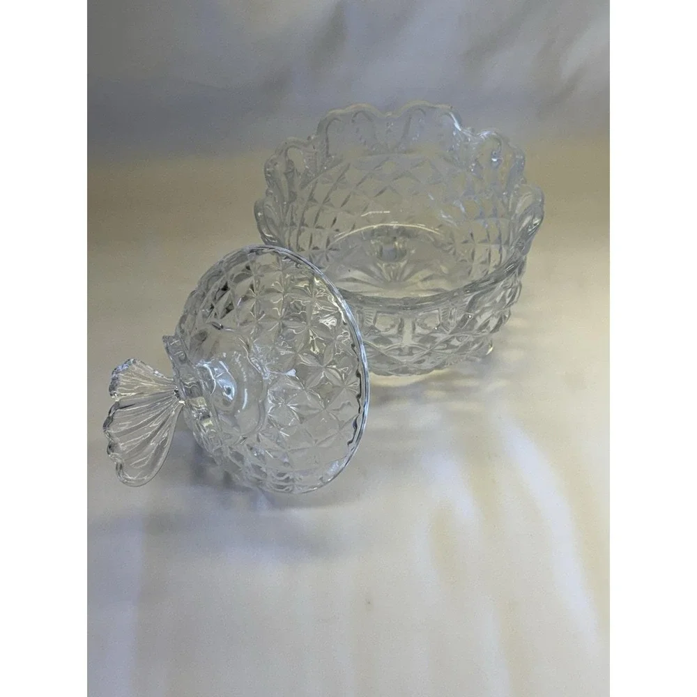Vtg Bohemia Crystal Butterfly Covered Candy / Trinket Dish 3 Footed